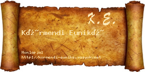 Körmendi Euniké névjegykártya